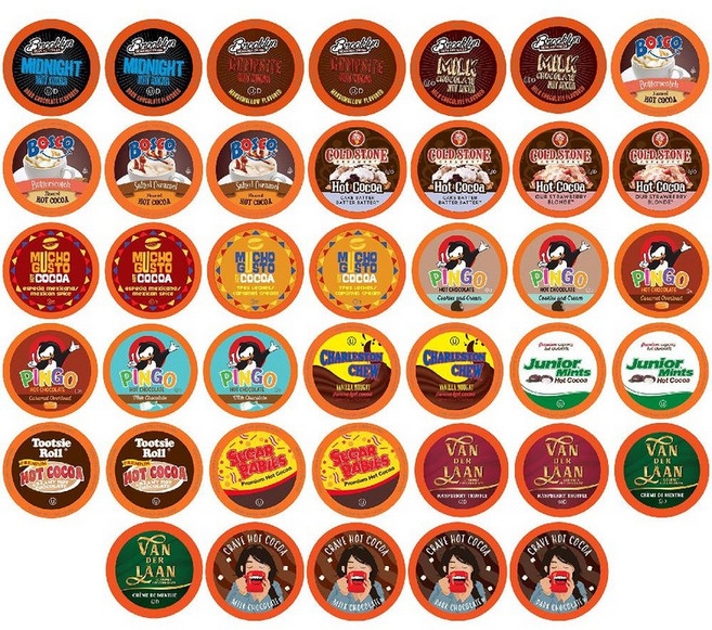 Two Rivers Coffee 버라이어티팩 K컵캡슐커피 Kosher GlutenFree 아라비카 40가지맛 샘플러팩 40개입 (미국직구), 핫 코코아 모듬 40개입, 40개 1박스입니다