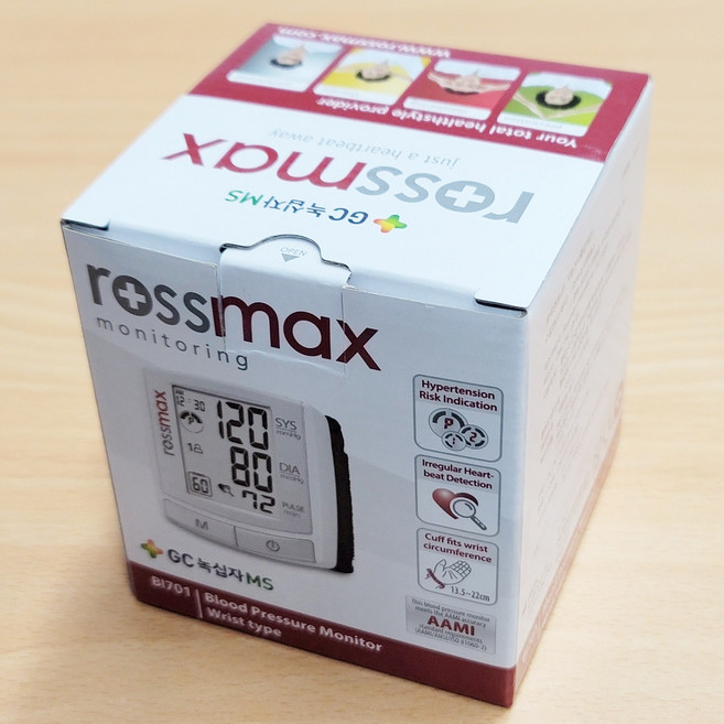 GC녹십자MS 손목형혈압계 ROSSMAX BI701, 1개, YE650A