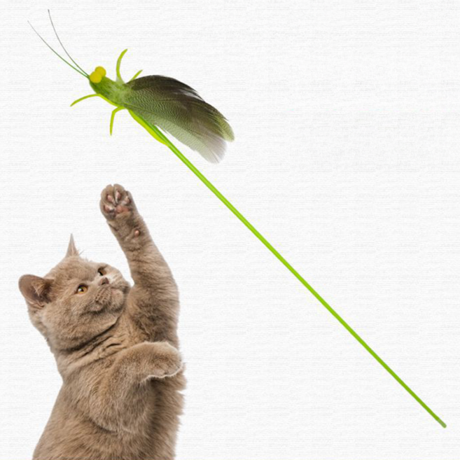 레이지플래닛 메뚜기 장난감 고양이 낚싯대, 1개, 그린메뚜기