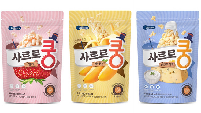 베베쿡 사르르쿵 3종 세트 딸기/바나나/치즈요거트, 딸기+바나나+치즈요거트, 1개