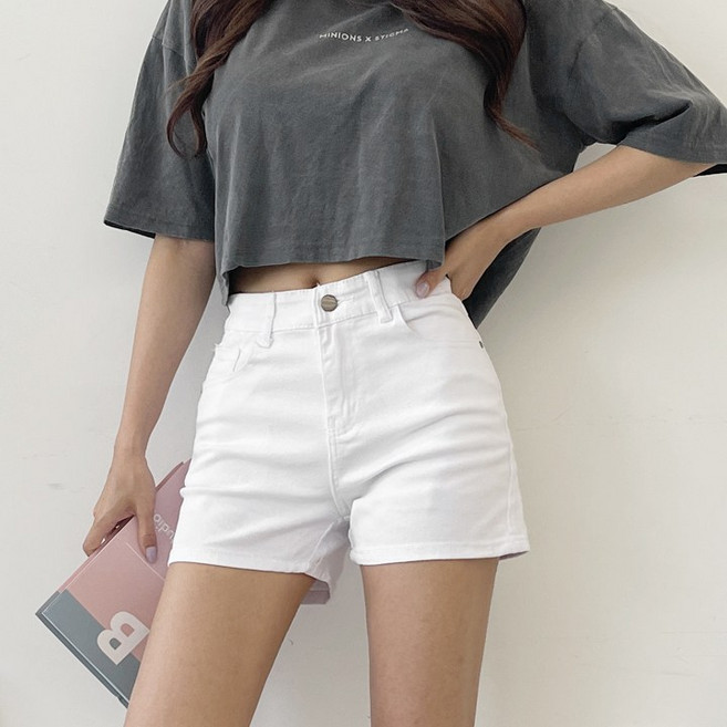 가비진 여성용 하이웨스트 쫀득 쫀쫀 데님 반바지 빅사이즈까지