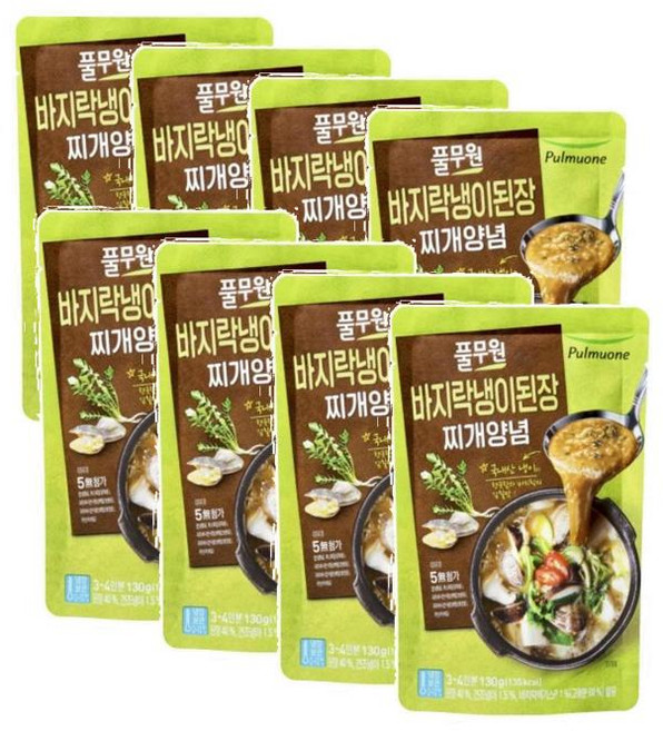 풀무원 바지락 냉이 된장찌개 양념, 8개, 130g