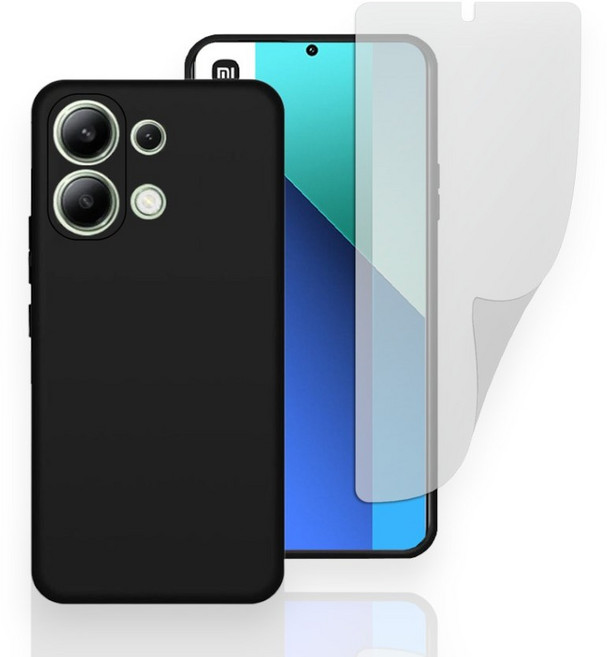 샤오미 레드미 노트 13 전용 카메라 풀커버 매트블랙 케이스 지문방지 저반사 매트 필름