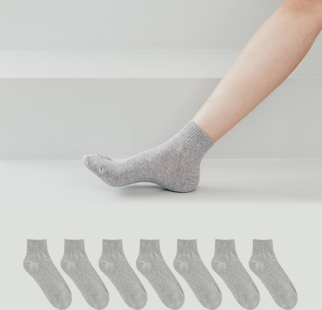 GGRN 남성용 스탠다드 학생 무지 미들 삭스 8족 세트