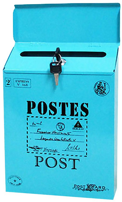 위너리스 빈티지 벽걸이 우체통 전원주택 우편함 철제우체통, 블루