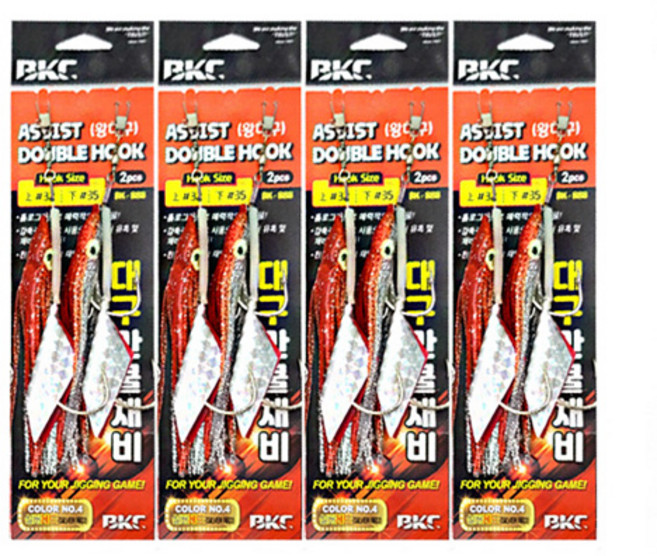 백경 대구낚시 홀로그램 어피 쌍바늘 채비 BK-888 4세트, 4개