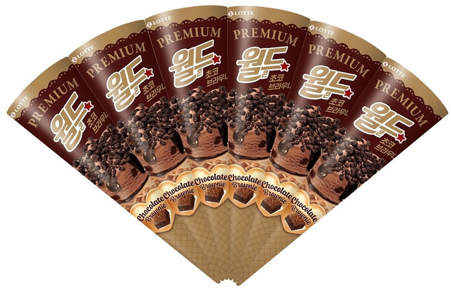 롯데 북중미이벤트 프리미엄 월드콘 초코브라우니 아이스크림, 6개, 160ml