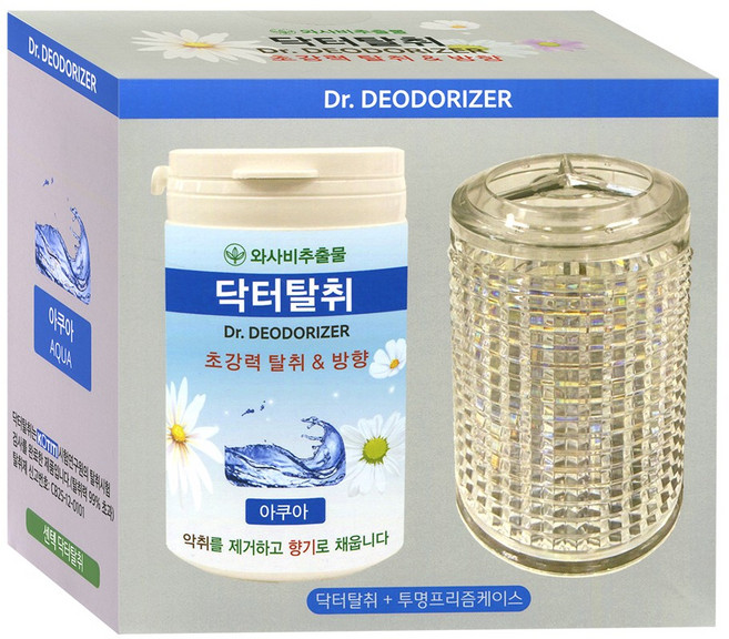 토탈하우스 센텍 닥터탈취 (아쿠아) 250g 와사비추출물 탈취제 초강력 방향제 투명 프리즘 케이스 포함 3714, 1개