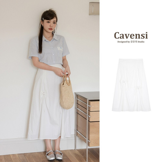 Cavensi蛋糕長裙 加大尺碼 蝴蝶結長裙 a字裙