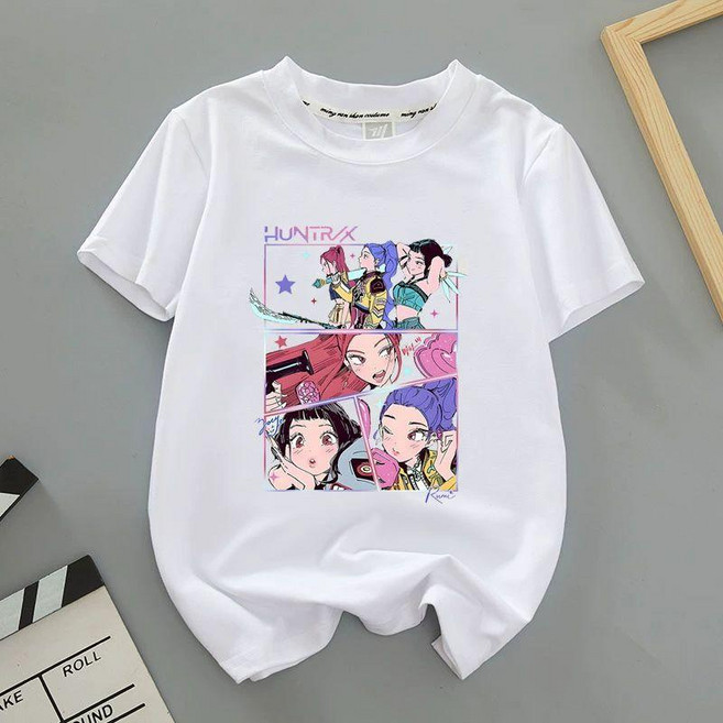 케이팝 데몬헌터스 티셔츠 헌트릭스 사자보이즈 성인 여름 반팔 케데헌