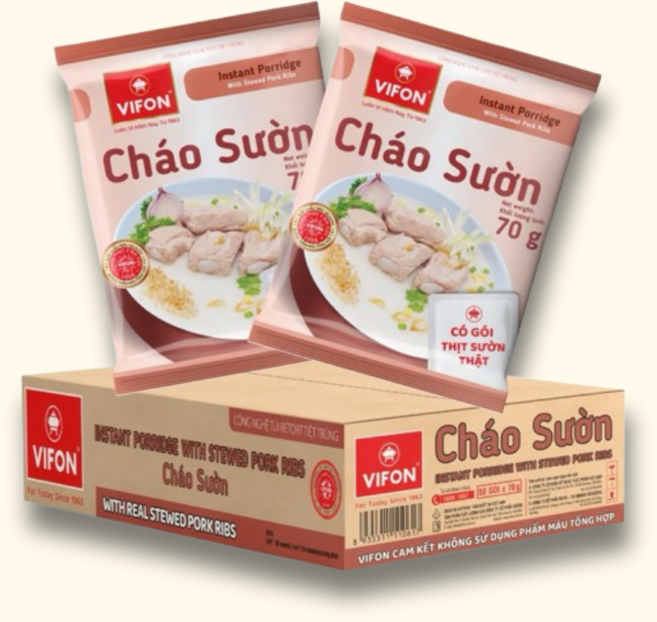비폰 베트남 즉석죽 돼지갈비맛 Vifon Chao Suon 50개입, 1개, 70g