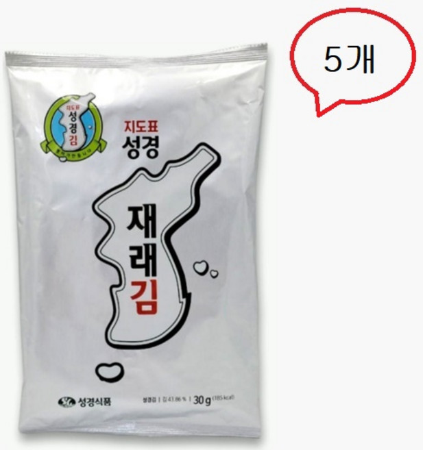지도표성경 재래김 전장김, 5개, 30g