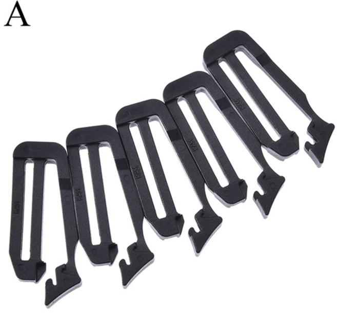 웨빙 버클 스트랩 벨트 엔드 클립 조정 키퍼 백팩 액세서리 5 개, 1) A, 없음
