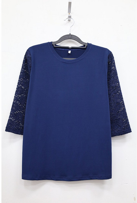 형제상회 여성 7부 망사소매 티셔츠 여름 스판 라운드티 할머니옷 중년여성복 0077SS14