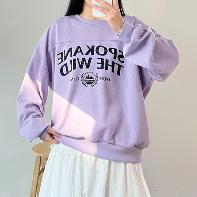 걸즈팩토리 여성용 렐리절개 오버핏 빅사이즈 박스 맨투맨티셔츠 국내제작