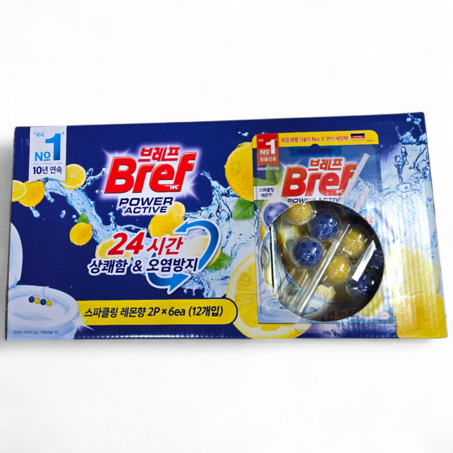 헨켈 브레프 변기세정제 파워액티브 레몬 12개입 대용량