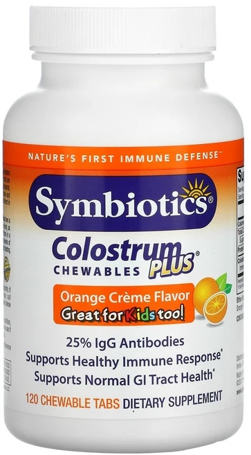 심바이오틱스 Colostrum Plus 초유 콜로스트럼 플러스 IgG 츄어블 오렌지크림맛, 120정, 3개 - 쿠팡