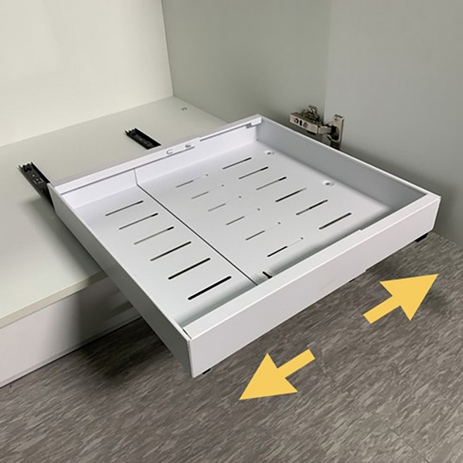 무타공 길이조절 슬라이딩선반 싱크대 레일 주방 양념통 하부장 정리 선반 폭32-52cm, 길이조절 싱크대 선반 LSH-02, 중형, 1개