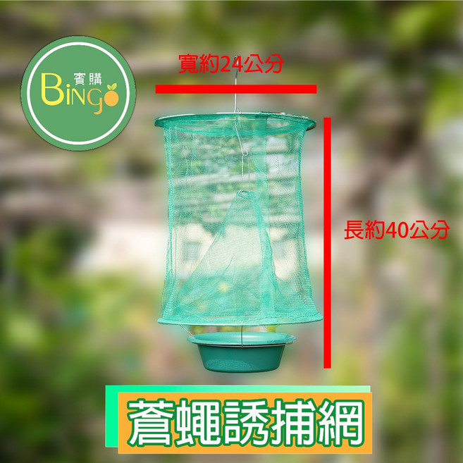 賓購 Bingo 蒼蠅誘捕網 折疊環保設計 物理誘捕 寬約24公分 長約40公分, 1個, 蒼蠅誘捕網一個