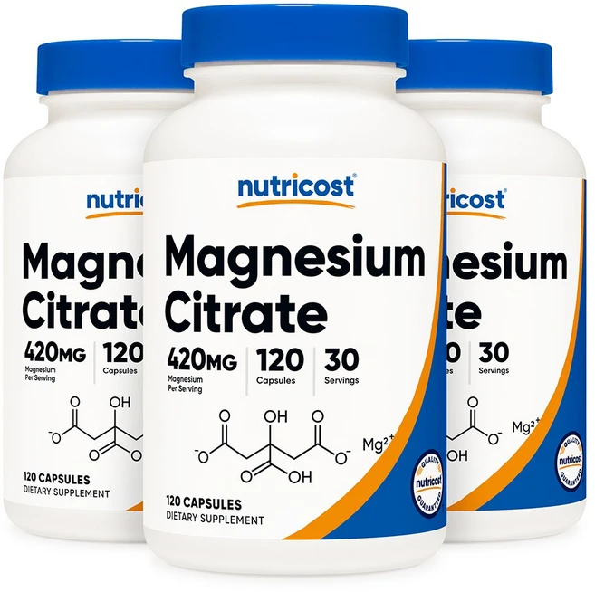 3통 Nutricost 뉴트리코스트 마그네슘 구연산염 시트레이트 420mg 120캡슐, 3개, 120정 - 쿠팡