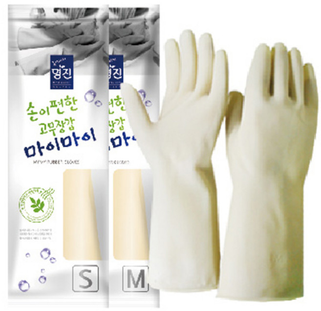 명진 마이마이 고무장갑 M 백색/466551/라텍스 중, 중(M), 1개