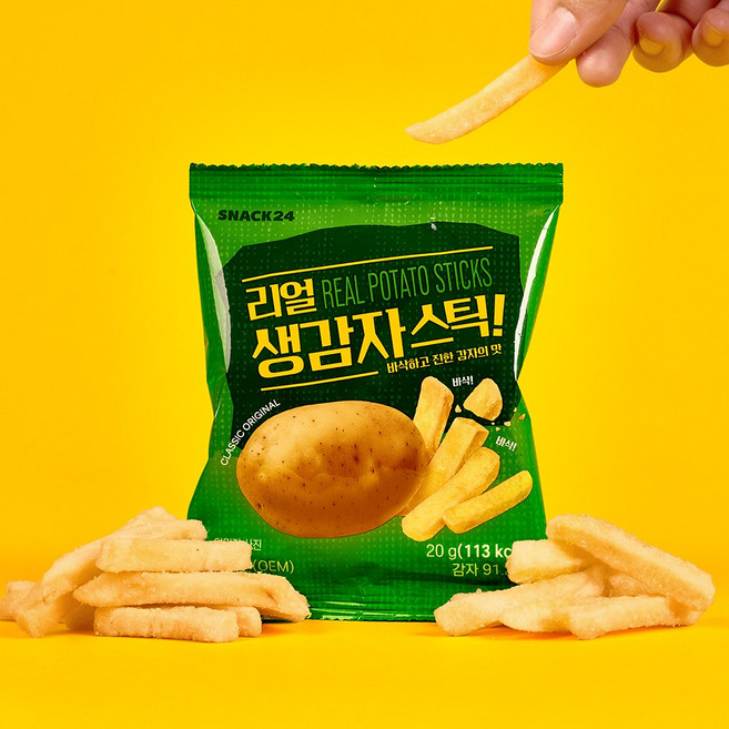 스낵24 리얼생감자스틱 포테이토스낵 대용량 과자, 18개, 20g