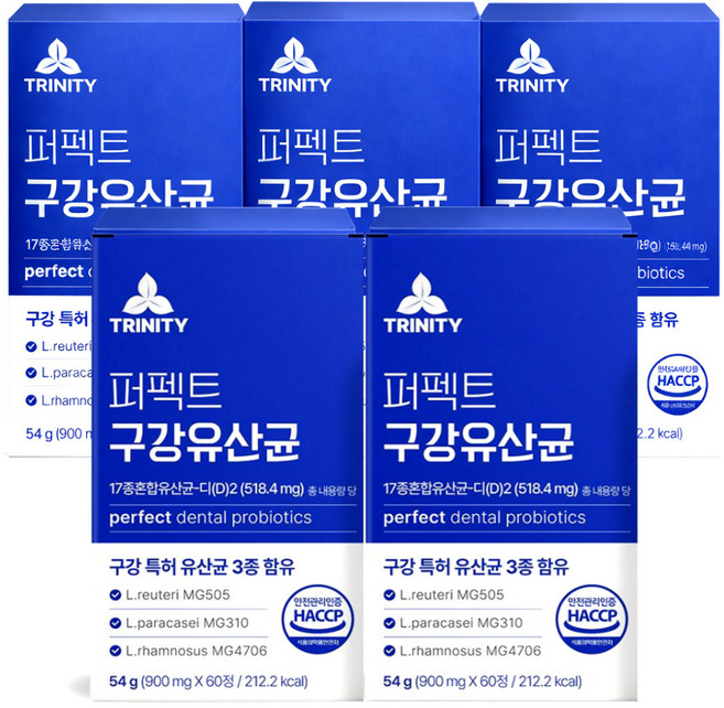 [판매1위] 구강유산균M18 식약청인증 닥터파이토 / 퍼펙트 구강 유산균, 5개, 60정