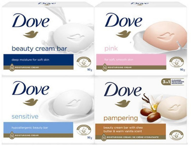 도브 뷰티바 4종 화이트/핑크/센서티브/시어버터, 4개입, 90g