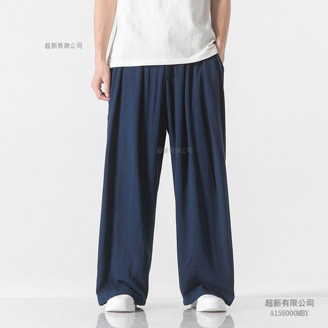 超新有限公司 男士棉麻寬鬆功夫褲 夏季透氣休閒長褲