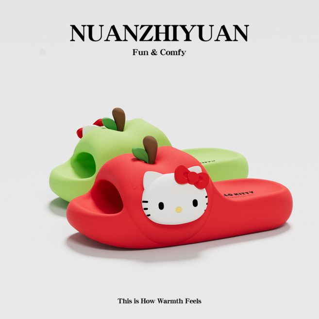 다나에 귀여운 헬로키티 입체 사과 EVA 슬리퍼 여성 여름 미끄럼 방지 실내화+Integrated International Trade Co. Ltd 머리핀