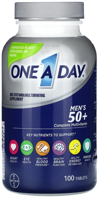 One-A-Day 50세 이상 남성 건강에 도움 종합 비타민/미네랄 보충 100정, OneADay50세이상남성건강에도움종합비타민미네랄보충1, 1개 - 쿠팡
