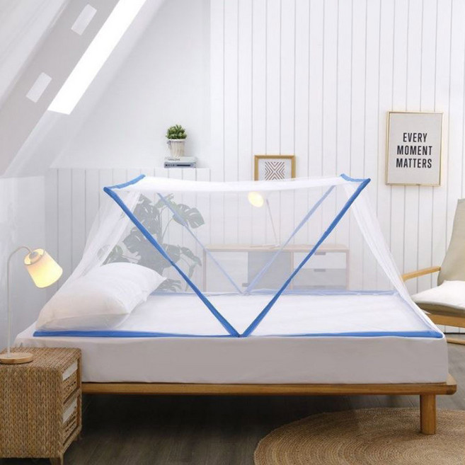 제이케이sp 스르륵 원터치 접이식 초간편 블루 침대 모기장 더블, 1개