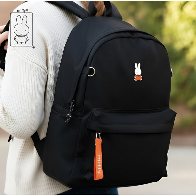 미피 포인트 스트랩장식 주니어 백팩 중학생 데일리 외출용 가방 캐주얼 책가방