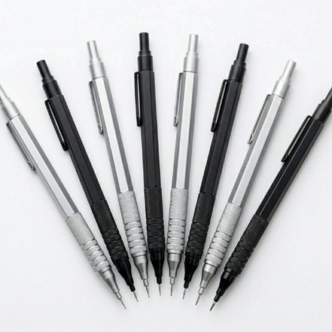 빌픽 필기감 좋은 제도 샤프 펜슬, 화이트실버, 4개입, 0.9mm