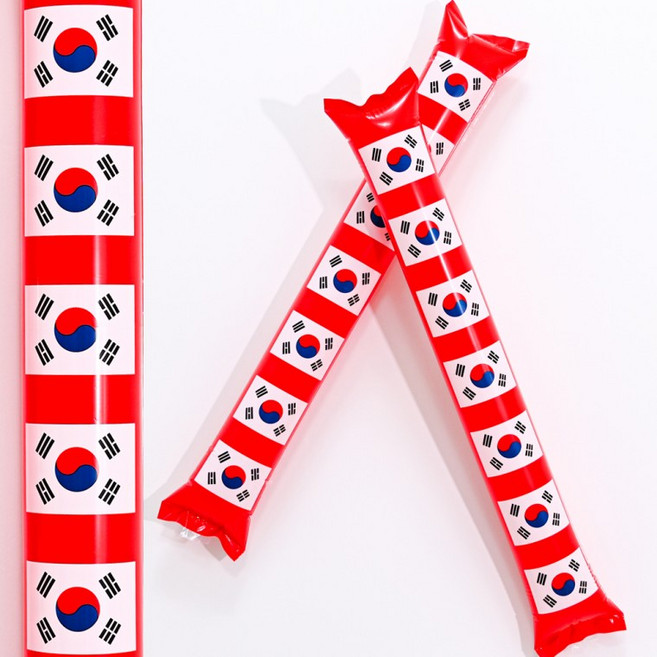 태극기 막대풍선 응원봉 레드 2P 우리나라 대한민국 응원 도구, 단품