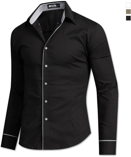 제이붐 남성용 고방체크버튼 면스판 긴팔셔츠 ST54