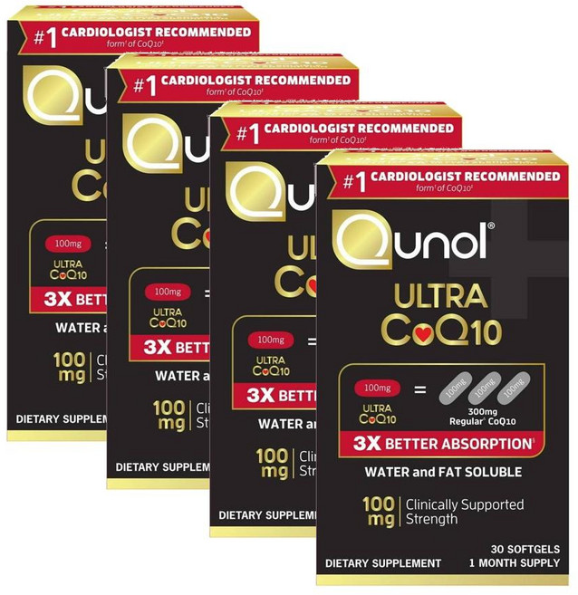 퀴놀 울트라 코큐텐 코엔자임 100mg 소프트젤 Qunol Ultra CoQ10 Softgels, 4개, 30정
