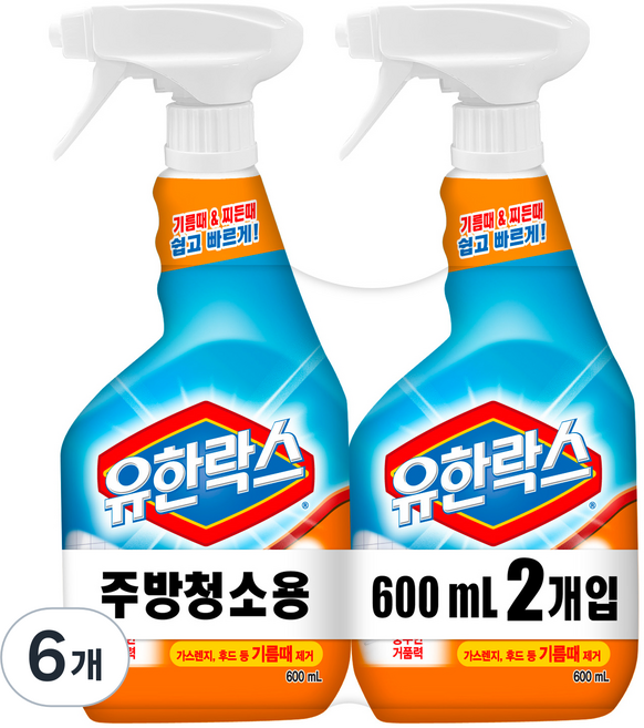 유한락스 주방청소용, 600ml, 6개