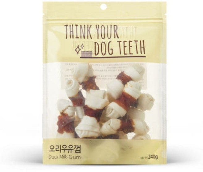 띵크유어도그티 강아지 소가죽 간식껌 소 15p, 오리우유, 240g, 1개