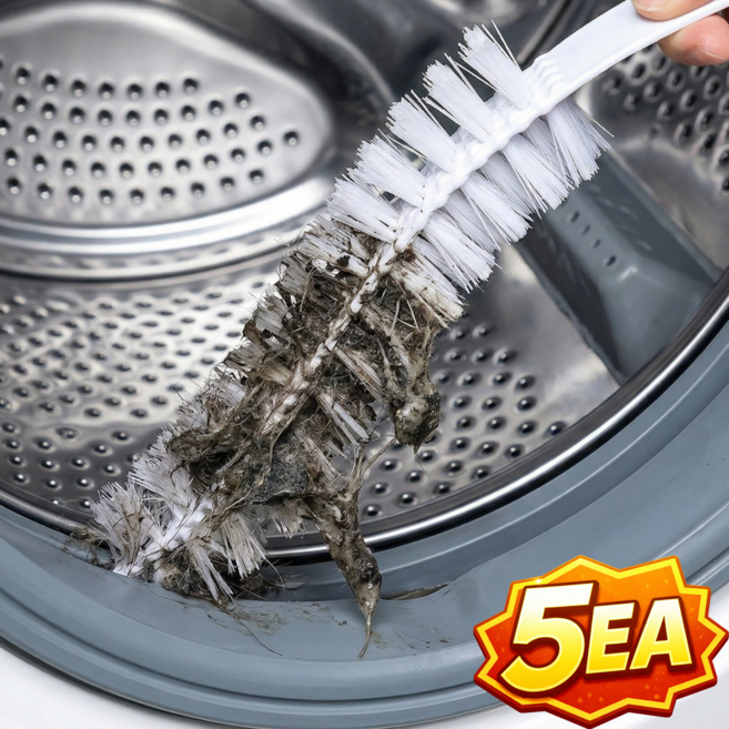 1평공간 드럼 통돌이 세탁기 틈새 청소솔 건조기 고무패킹 배수구 만능 롱 브러쉬, 5개, 퓨어 화이트(White)