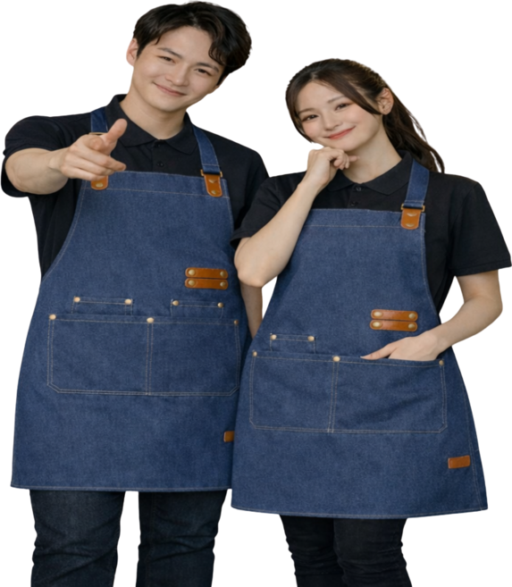 블루샤빈 길이조절 카페 바리스타 방수 앞치마, 1개, 네이비