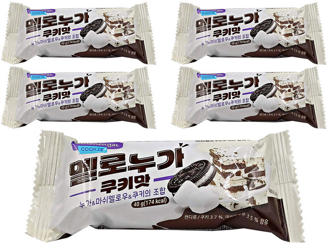 (주)대경인터내셔널 멜로누가 쿠키맛, 40g, 5개