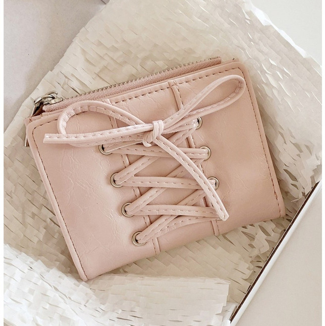 샤샤벨 발레코어 리본 반지갑 여성 학생 카드지갑 귀여운 여자 지갑