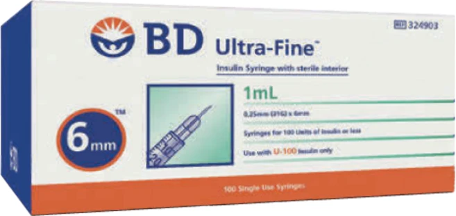 BD 울트라파인 인슐린 주사기 31G 1ml 6mm, 100개 - 쿠팡