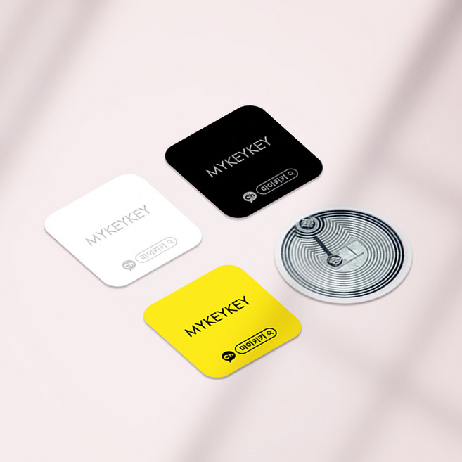 마이키키 RFID 태그 스티커 아파트 공동현관 도어락 키 RF복사, 세트(블랙 4개입), 1세트