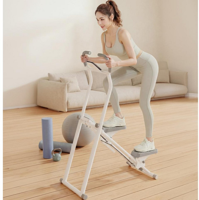 [5년 무료 A/S] HOMEY NEST 가정용 천국의계단 6단저항 조절 접이식 운동기구 스텝퍼 계단오르기, 화이트