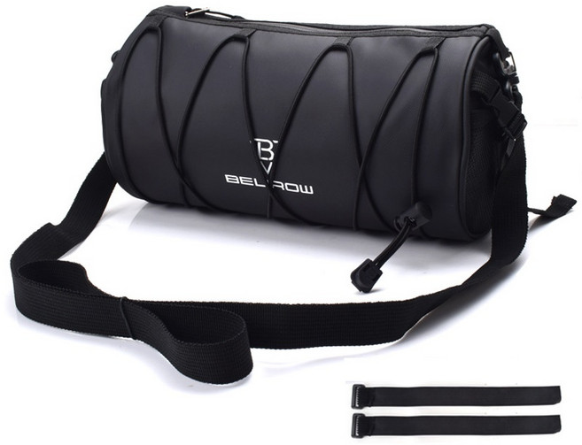 laderive자전거 가죽 수납 가방 핸들가방 프레임백 방수가방 크로스 백, 5L, 1개, 블랙