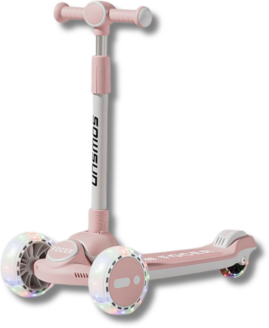 제로비디 와이드 135mm 광폭 LED 휠 접이식 킥보드 높이조절가능 성인용, 핑크, 1개