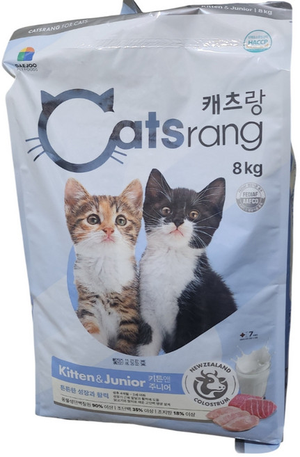 NEW 캐츠랑 키튼 고양이 사료 8kg x 2 어린 반려묘 애묘 성장기 밥 풍부한 영양 대용량, 2개