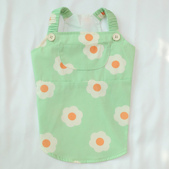 유앤펫 데이지 오버롤 원피스 멜빵 치마 중형견 대형견 옷, 그린, 1개